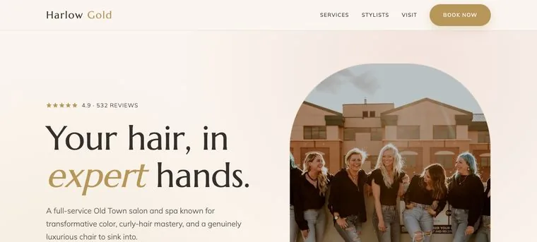Harlow Gold Salon and Spa website redesign concept · Whitcomb Design, Fort Collins