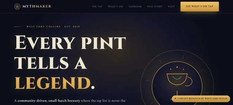 Mythmaker Brewing website redesign concept · Whitcomb Design, Fort Collins