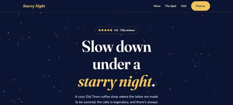 Starry Night Coffee website redesign concept · Whitcomb Design, Fort Collins
